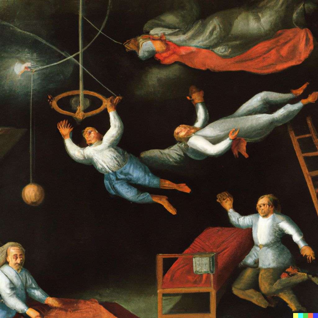 the discovery of gravity, painting from the 18th century